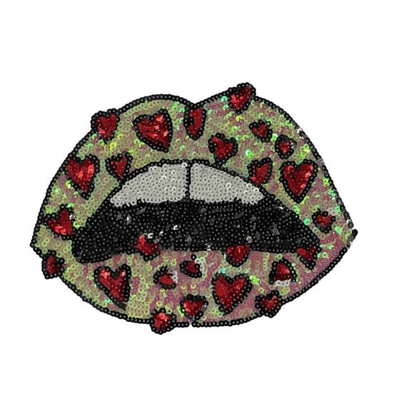 Balboa Women’s White Sequins Heart Lip Holes All Over Short Sleeve Tee T-shirt - Picture 11 of 11